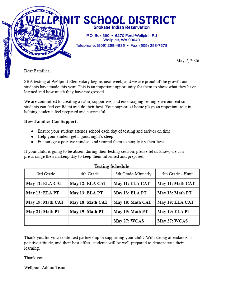 Letter listing dates for testing